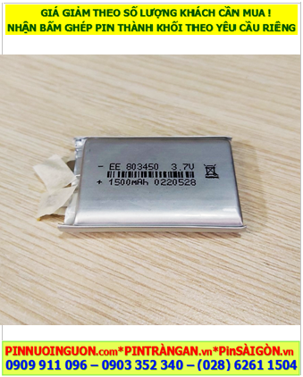 Pin BỘ ĐÀM Pin sạc 3.7v Li-polymer LP-803450 (8mmx34mmx50mm) 1500mAh /chưa gắn mạch sạc